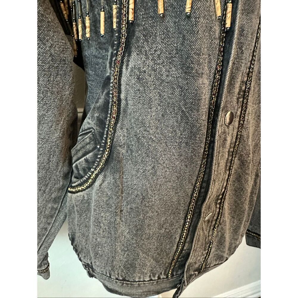 Vintage Embellished Western Denim Jacket Size Large - Picture 8 of 14
